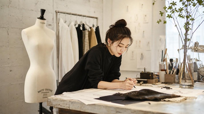 オシャレな職場で働くファッションデザイナー