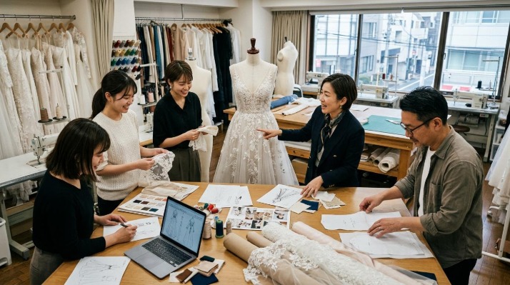 ウエディングドレス制作会社の仕事現場